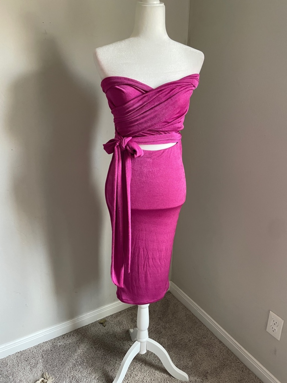 JLuxLabel Fuchsia Multi Way Midi Wrap Dress